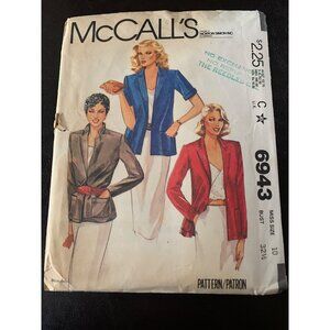 McCall's Misses Jacket Sewing Pattern sz 10 6943 - uncut